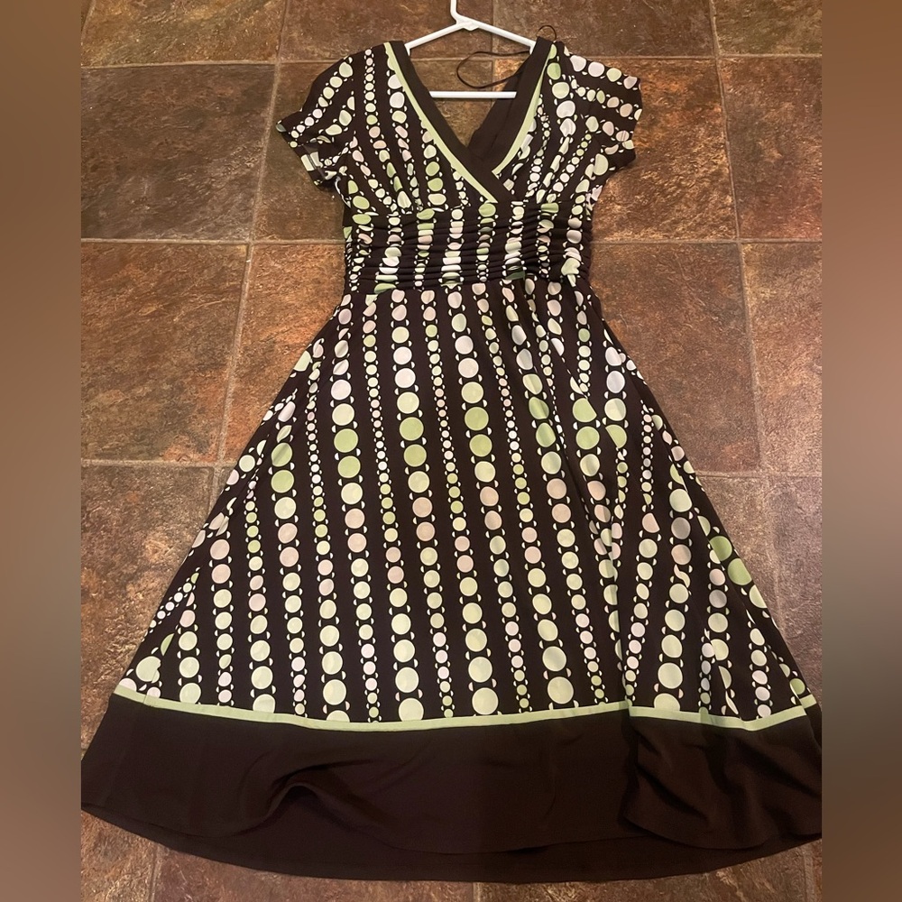 Brown and green dress